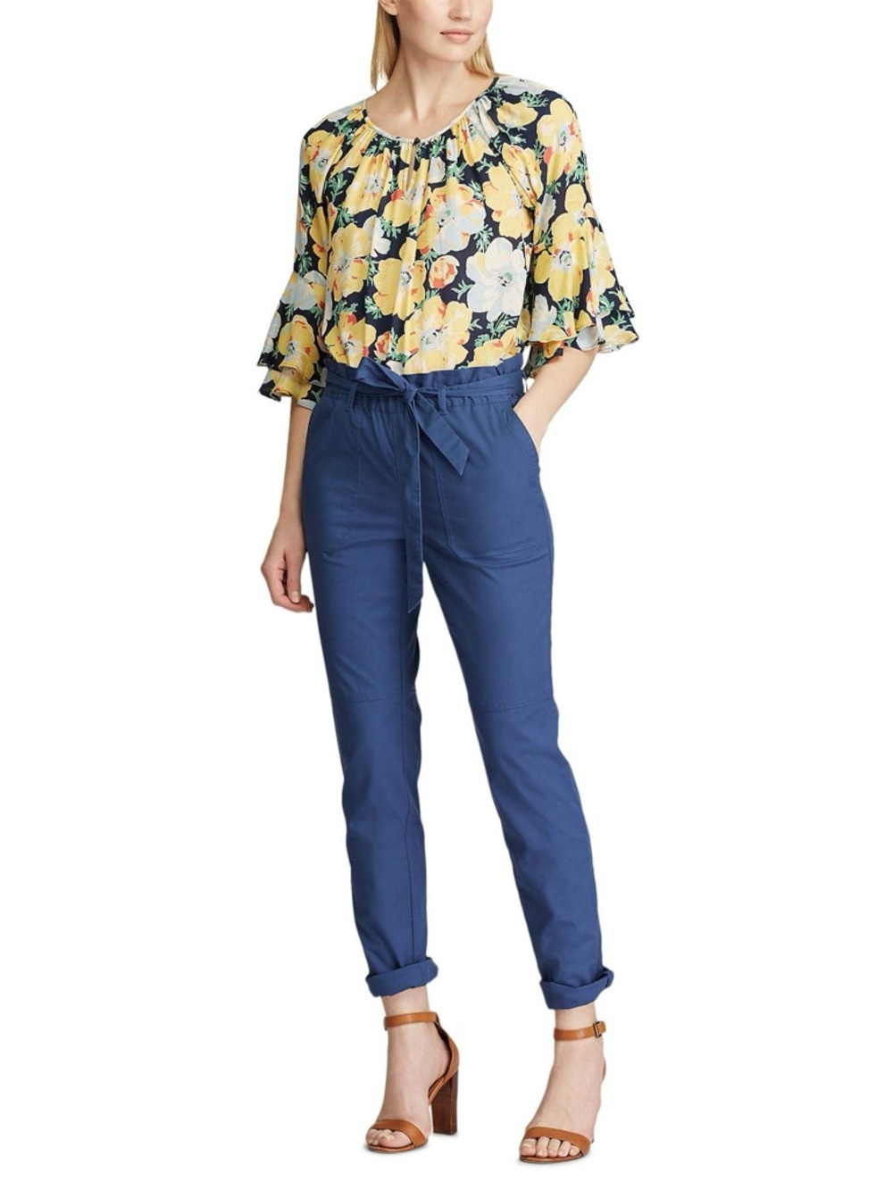 BRAND NEW women chaps polished cotton straight fit capri casual pants size M